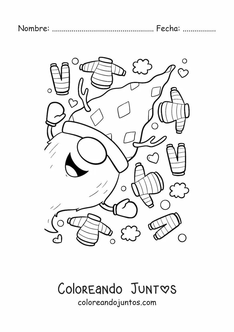 Imagen para colorear de gnomo navideño con suéteres