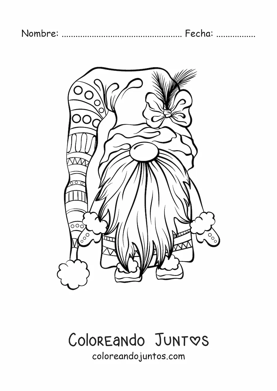 Imagen para colorear de gnomo navideño animado