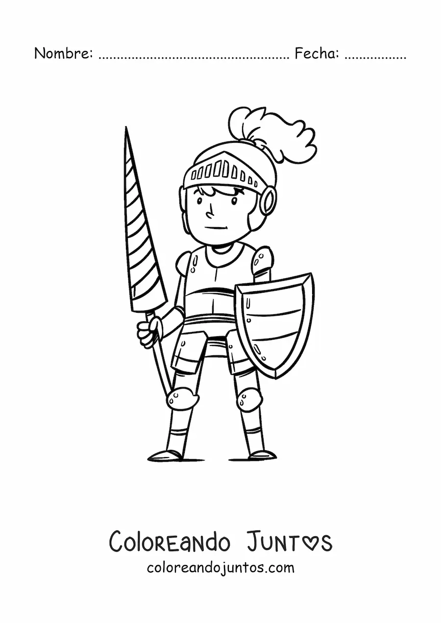 Imagen para colorear de caballero heroico animado