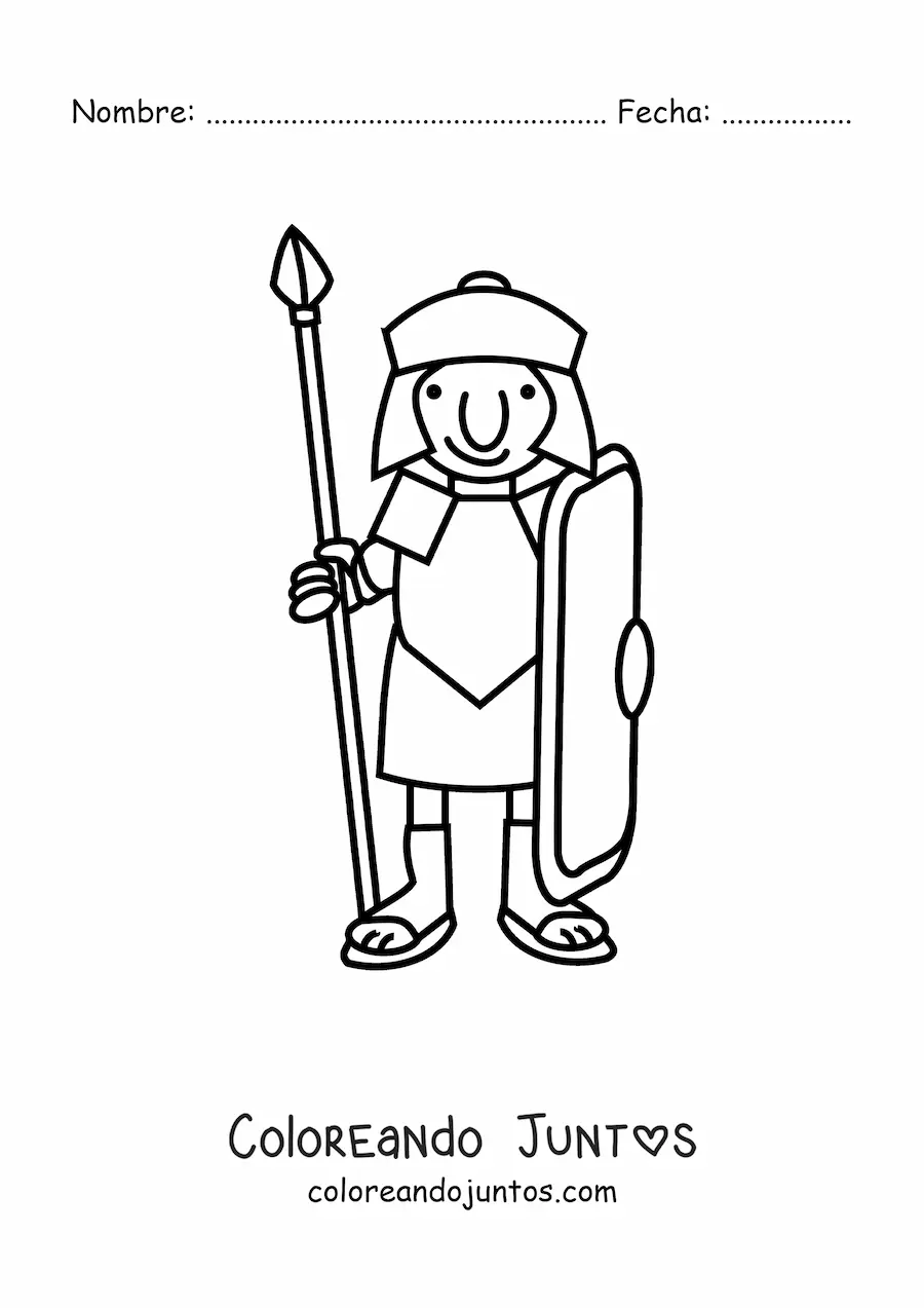 Imagen para colorear de centurión romano animado con casco