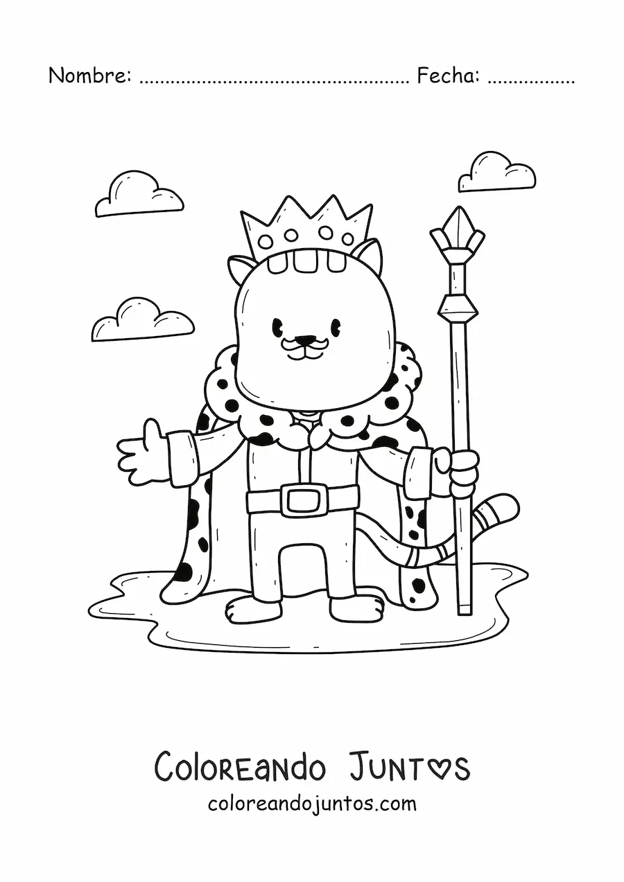 Imagen para colorear de rey gato animado