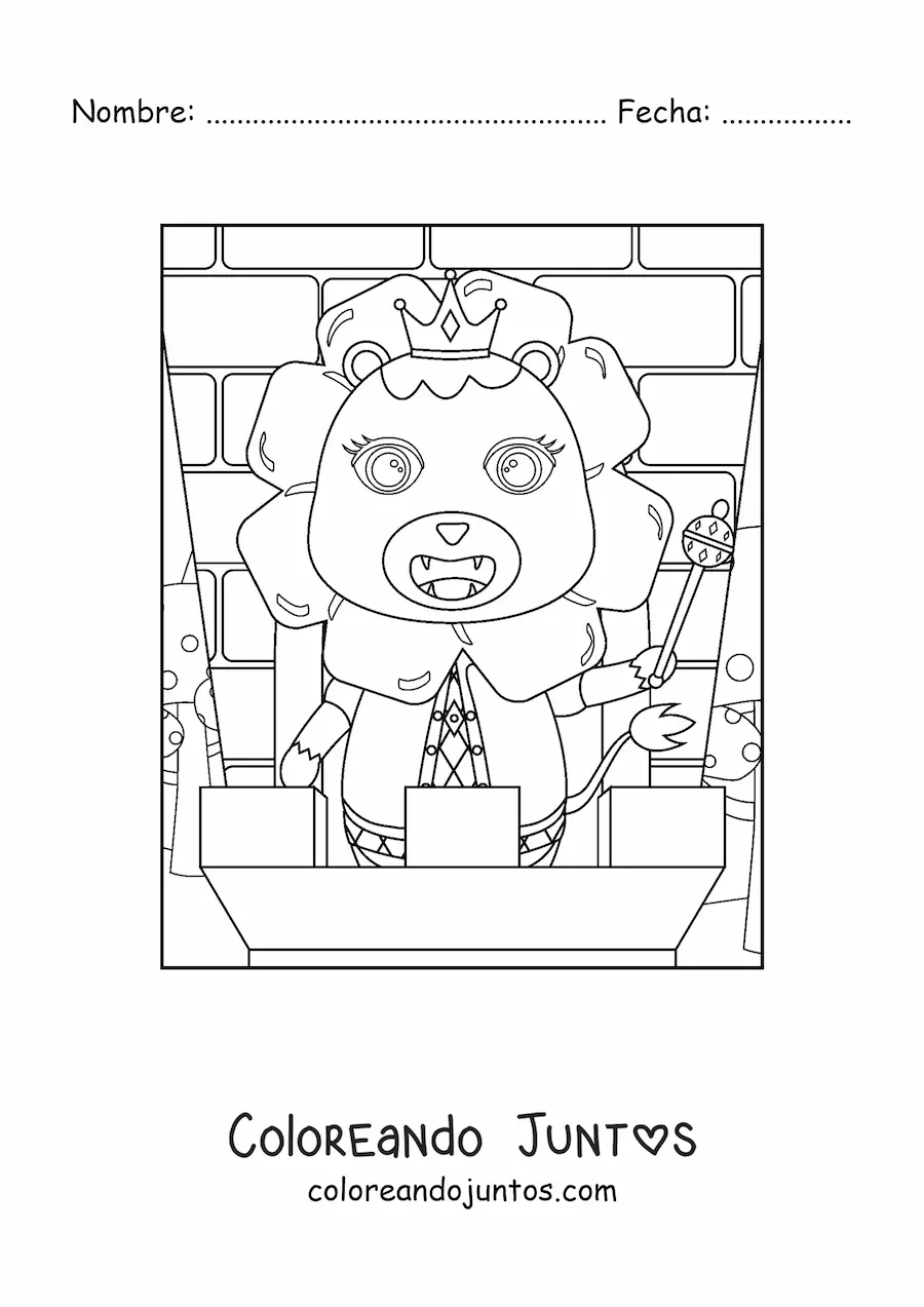 Imagen para colorear de rey león kawaii