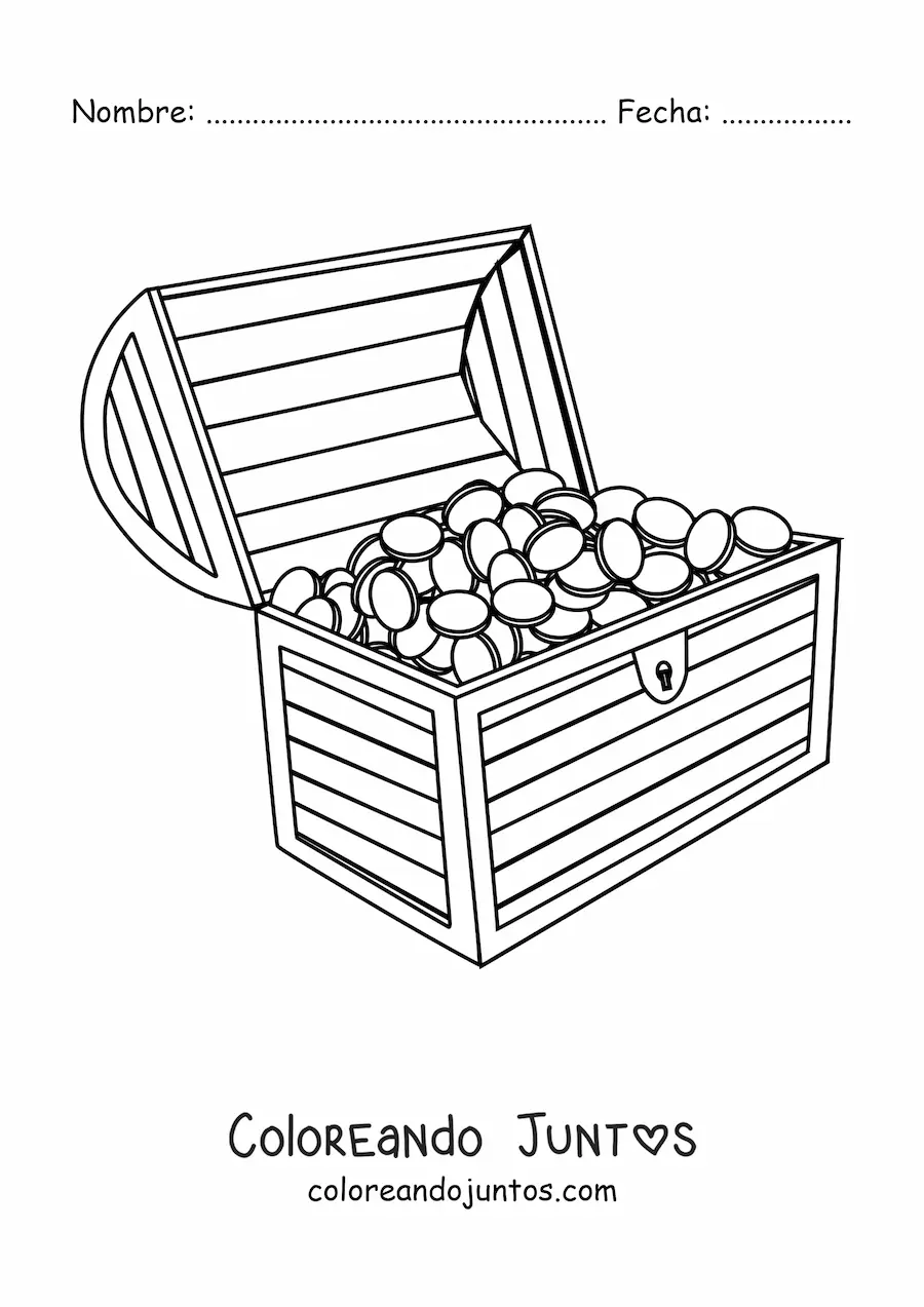 Imagen para colorear de cofre del tesoro grande