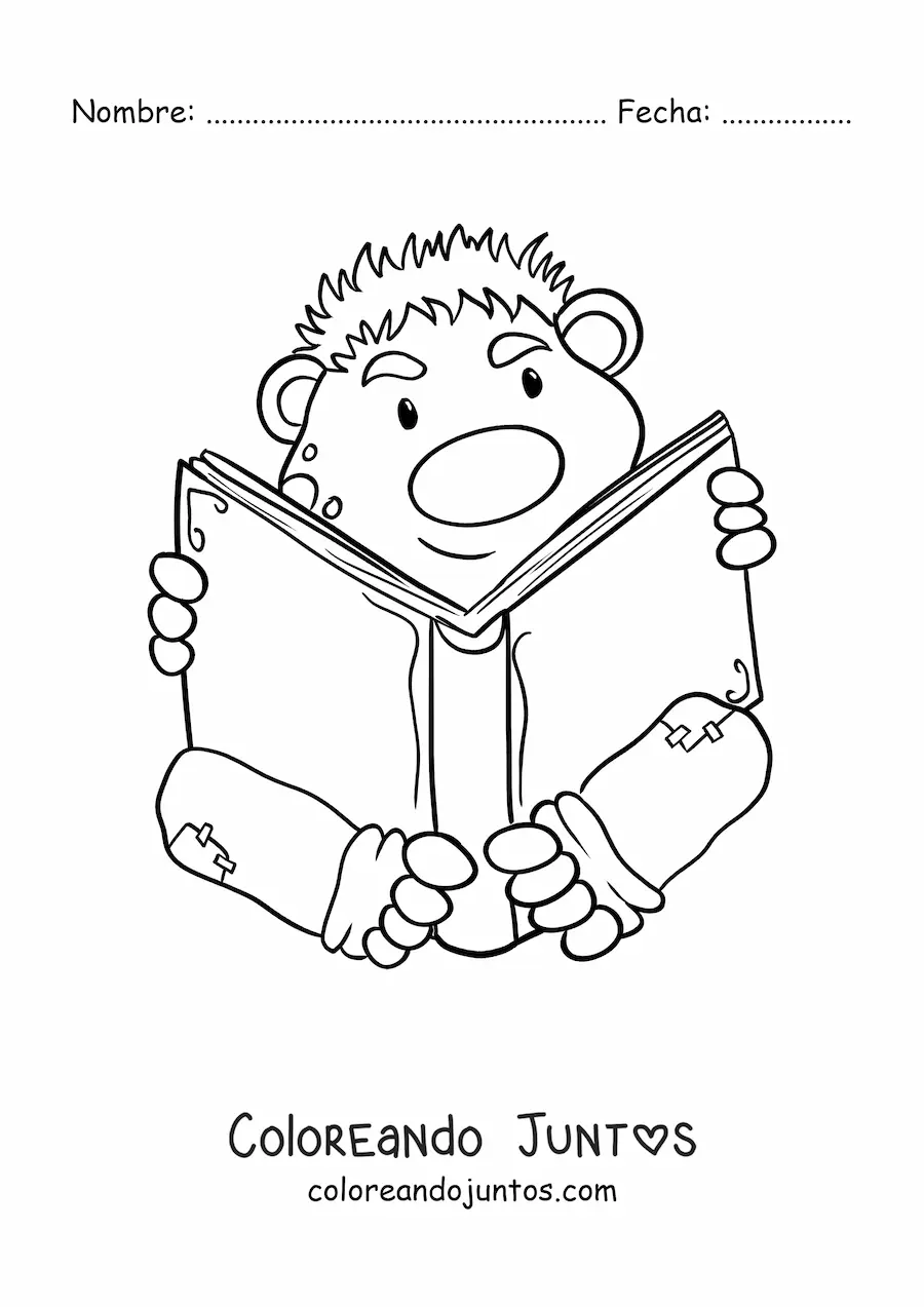 Imagen para colorear de troll animado leyendo