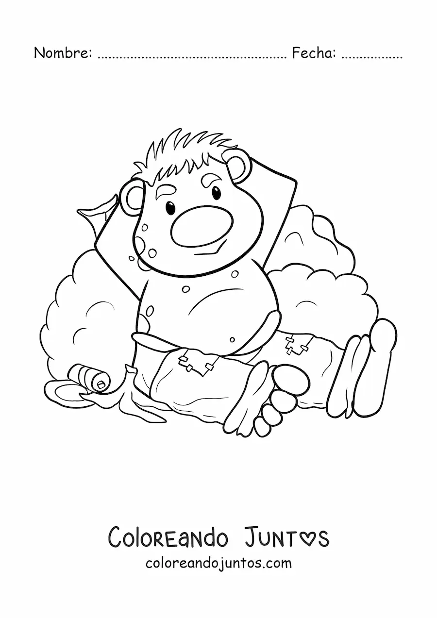 Imagen para colorear de troll animado gracioso sentado