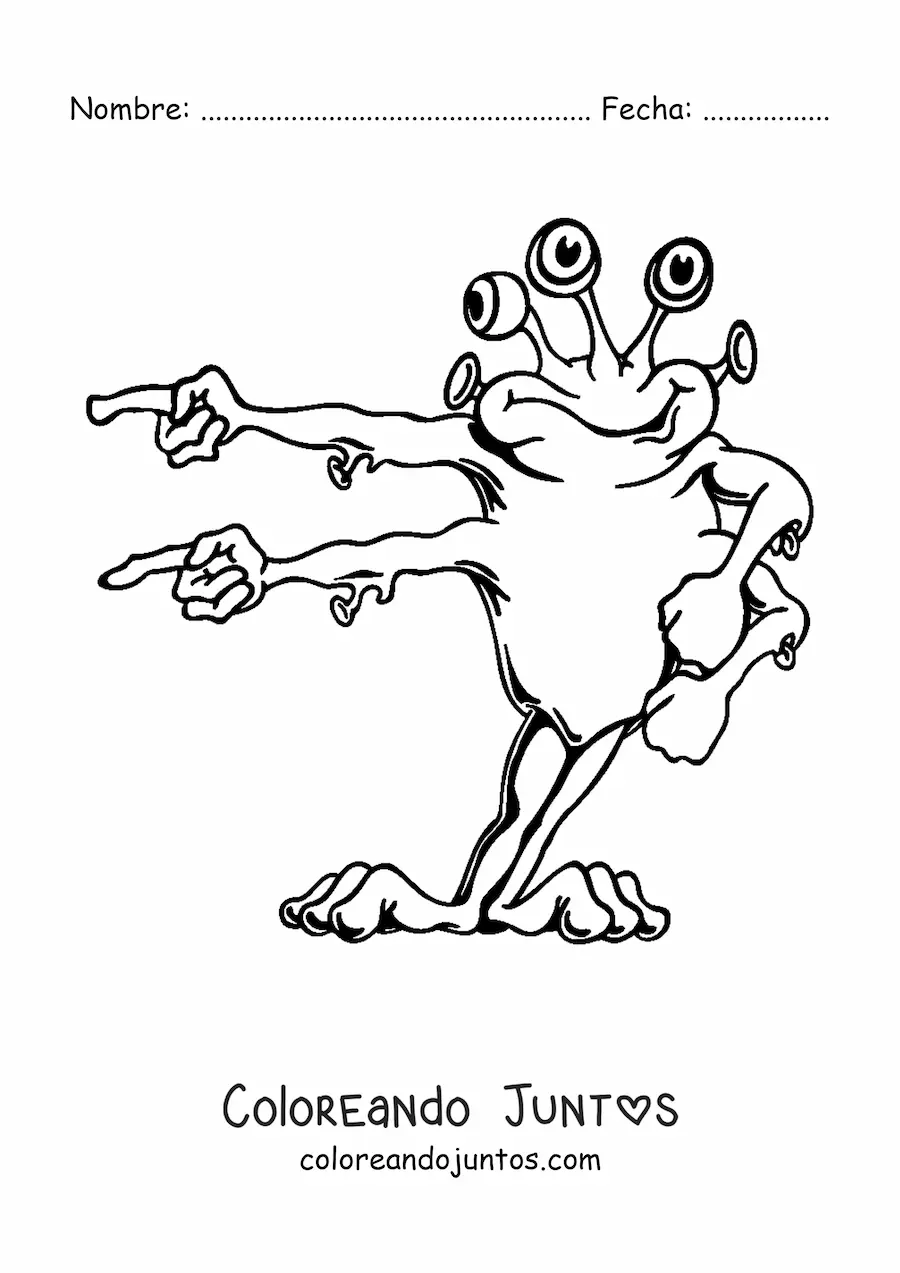 Imagen para colorear de caricatura de un extraterrestre gracioso