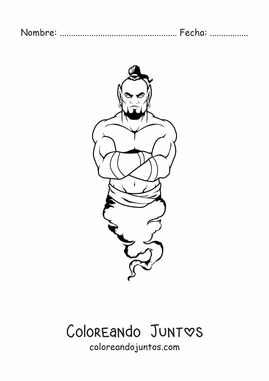 Imagen para colorear de genio mágico aterrador