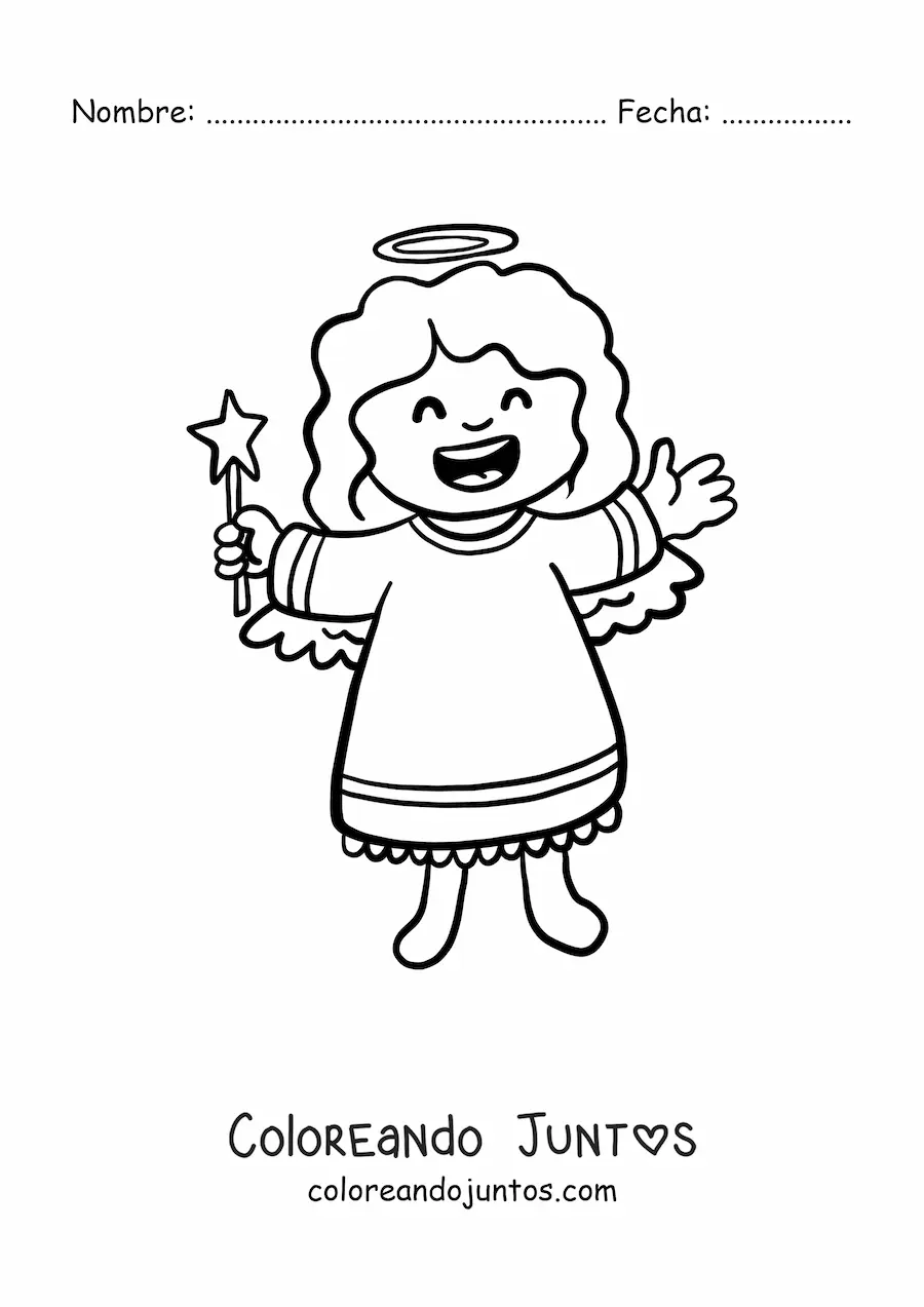 Imagen para colorear de ángel femenino animado