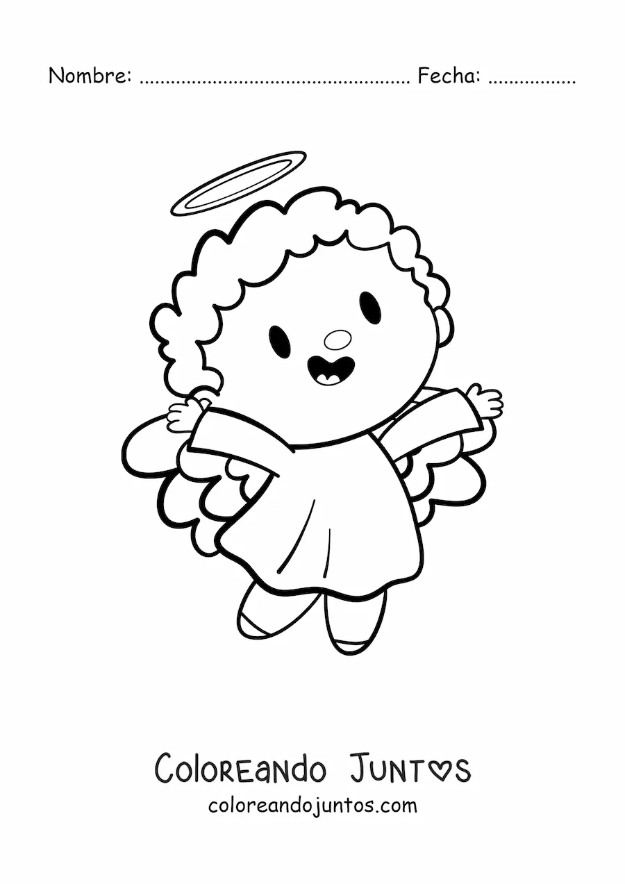 Imagen para colorear de ángel kawaii