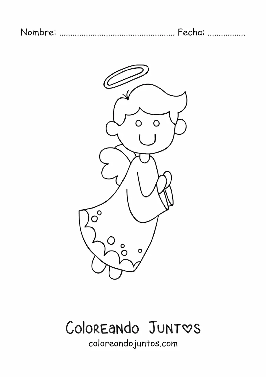 Imagen para colorear de ángel de la guarda volando