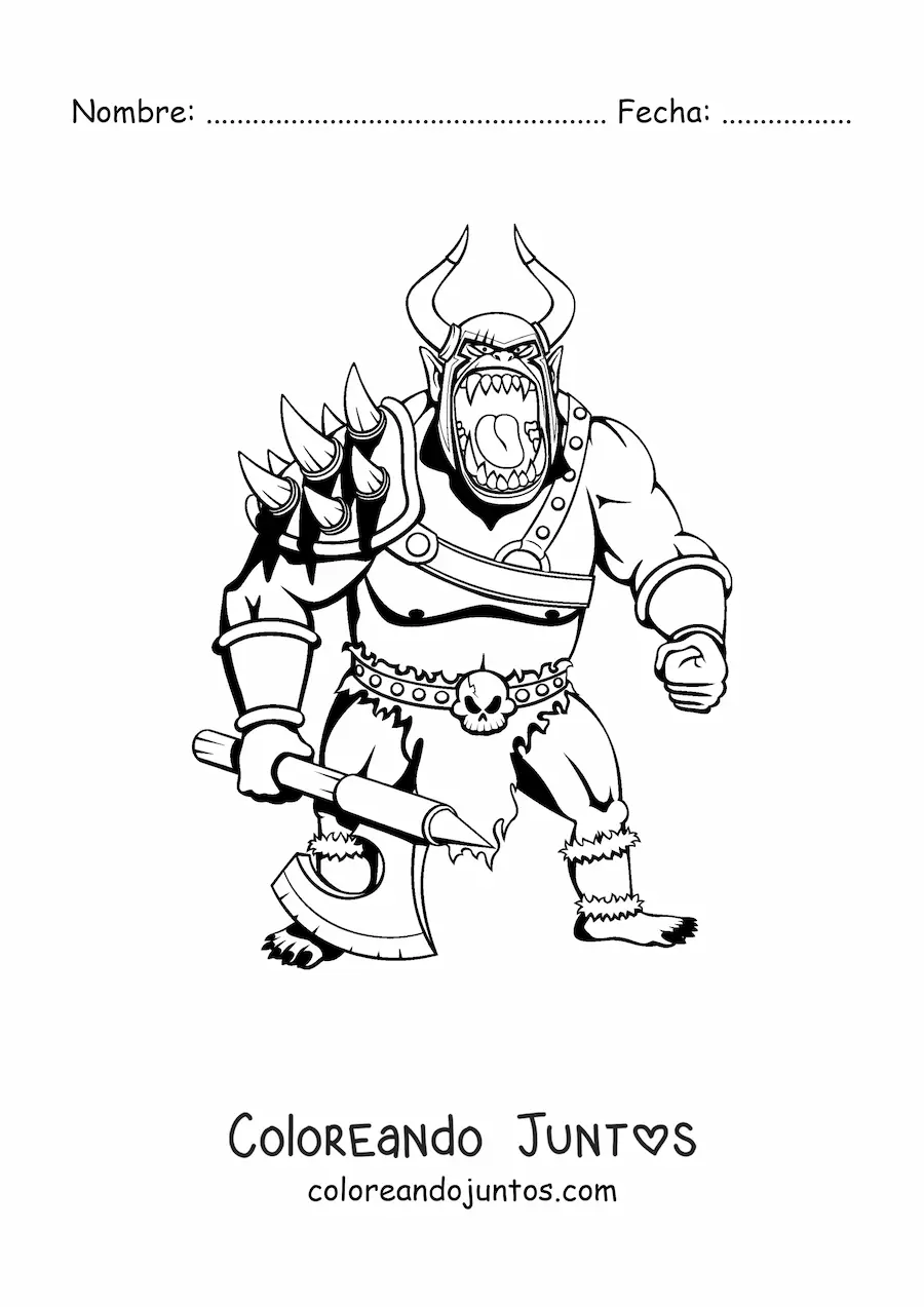 Imagen para colorear de monstruoso gigante guerrero con armadura