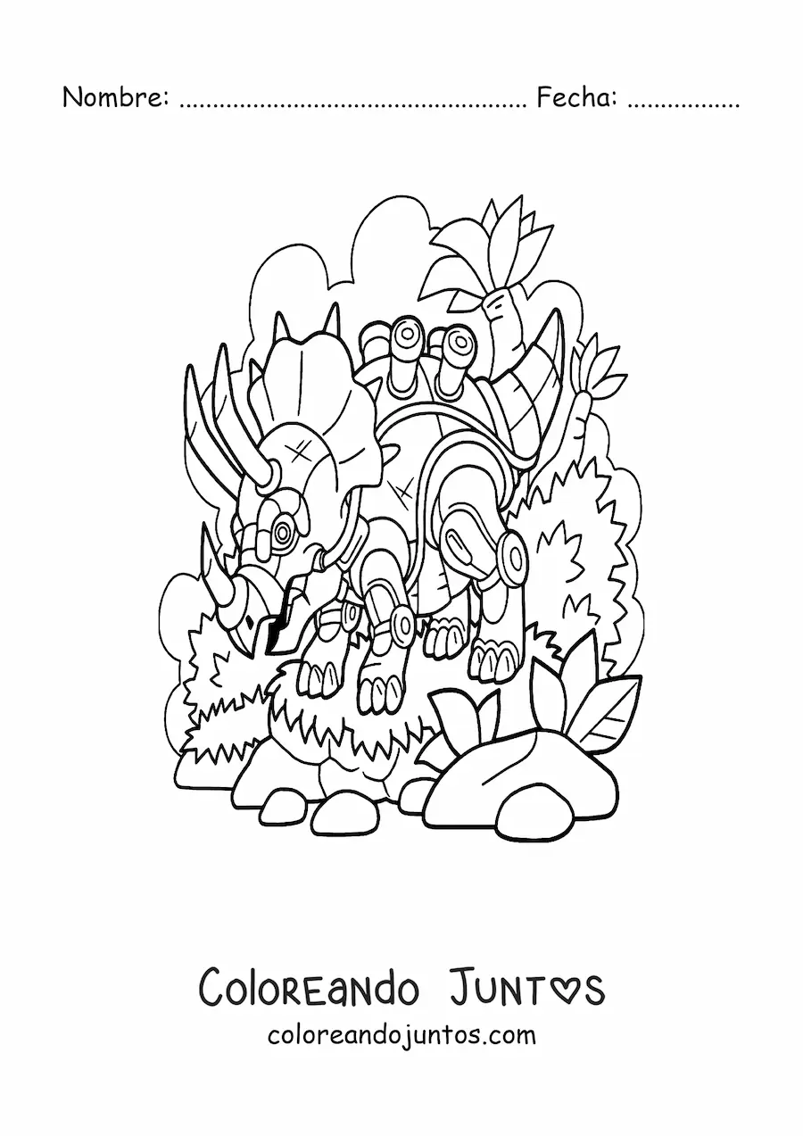 Imagen para colorear de triceratops robot