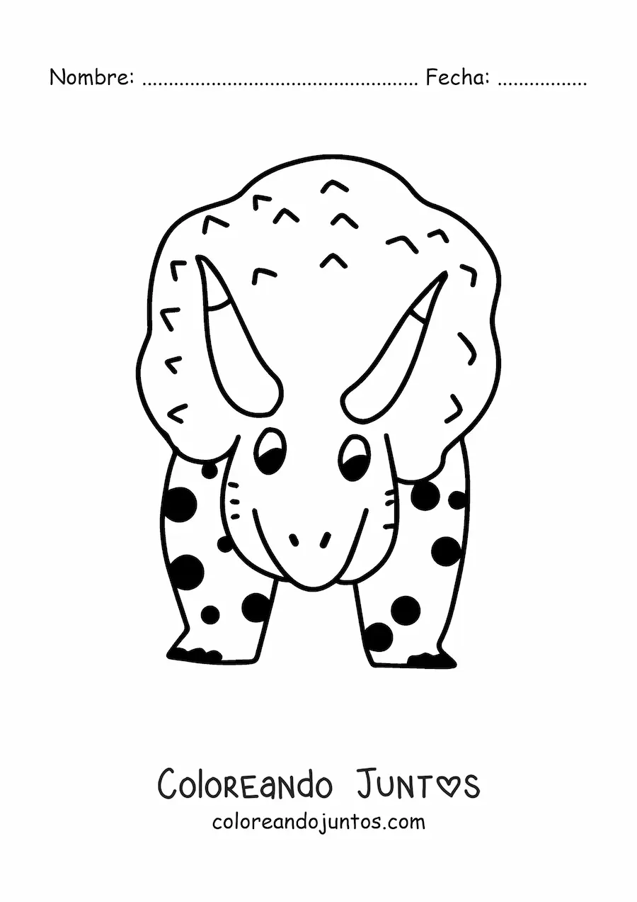 Imagen para colorear de triceratops grande de frente