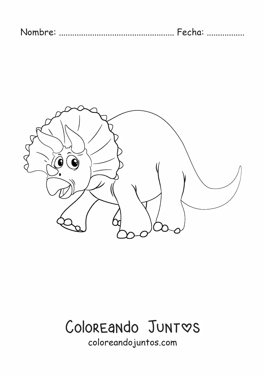 Imagen para colorear de triceratops animado sin fondo