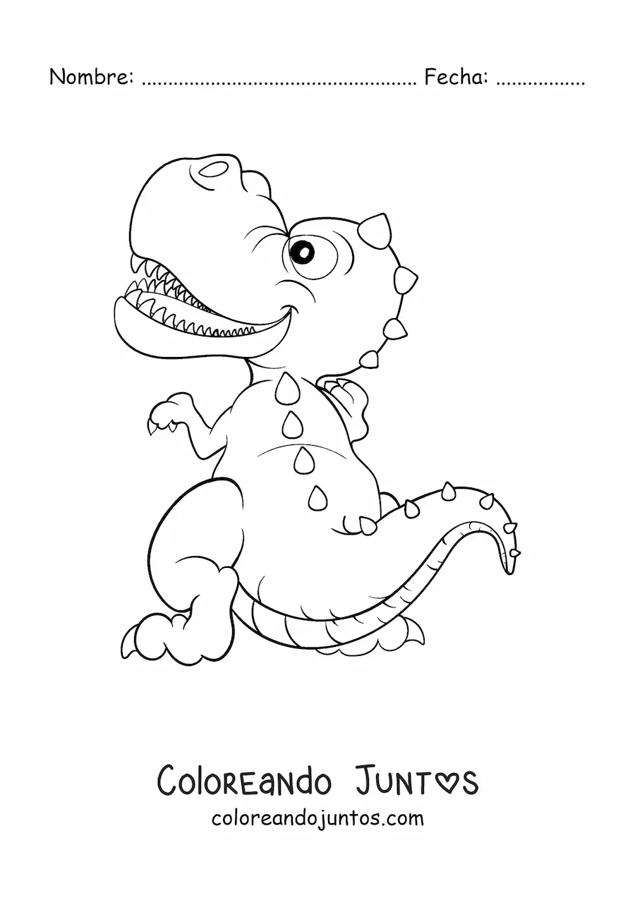 Imagen para colorear de t rex bebé animado