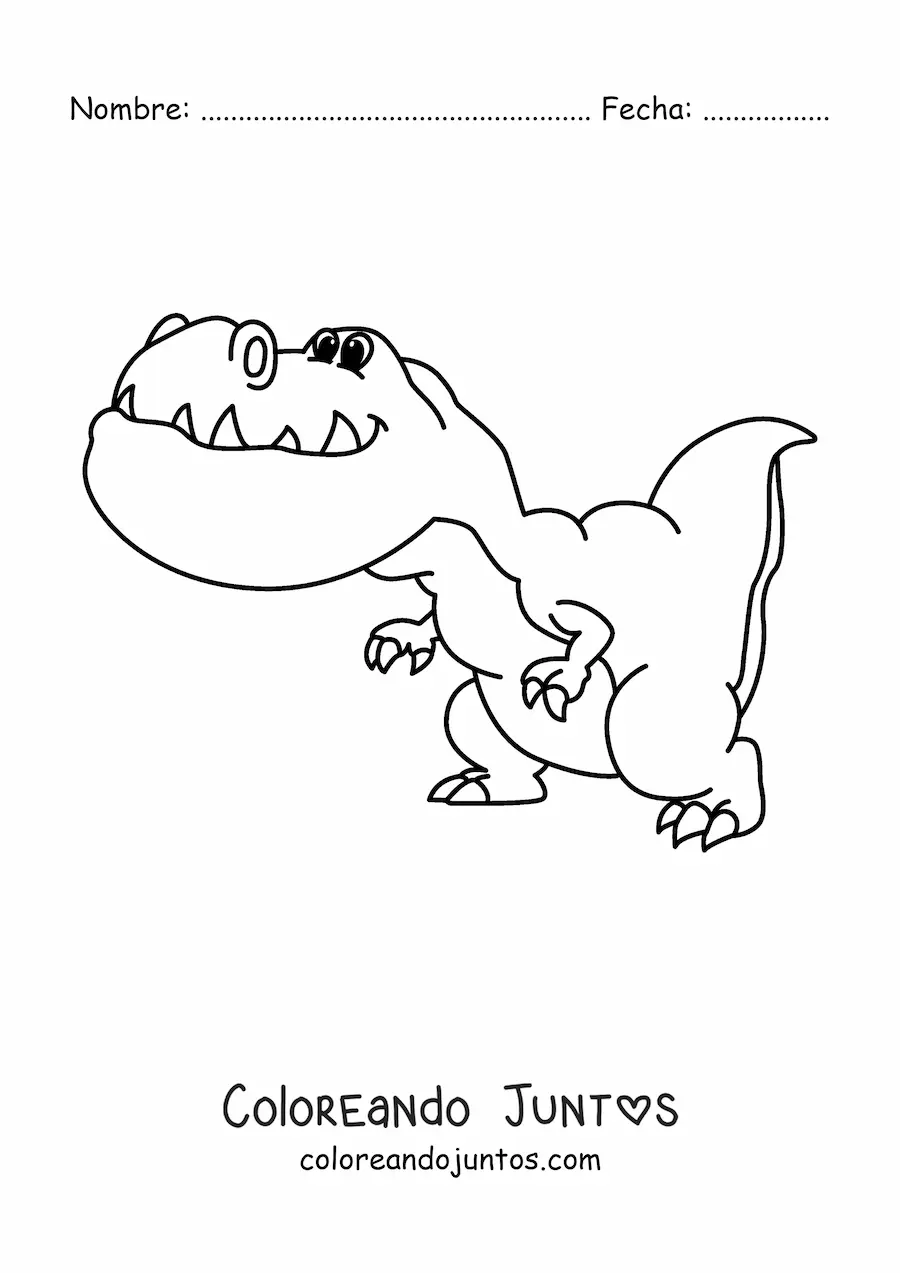 Imagen para colorear de t rex animado