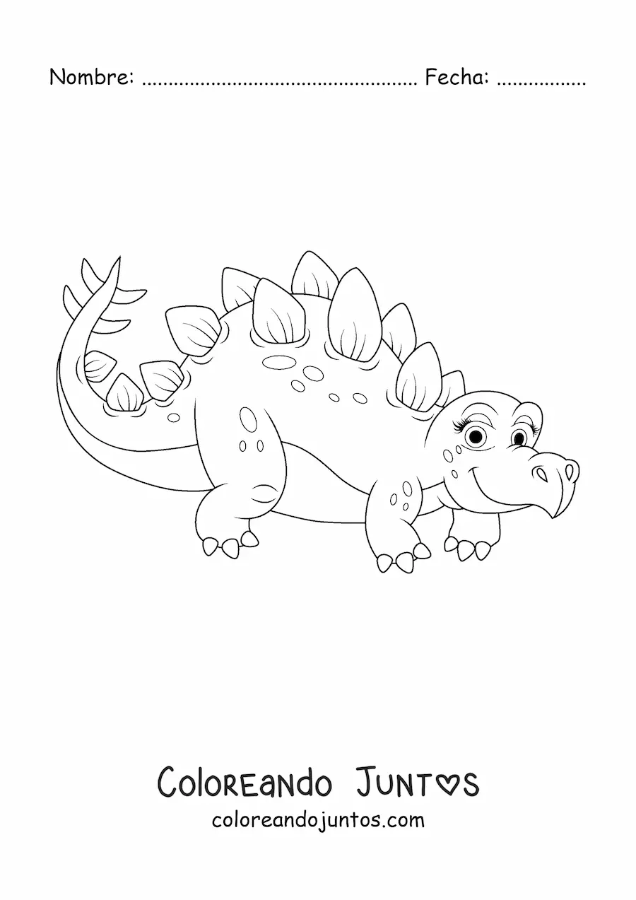 Imagen para colorear de dinosaurio terrestre animado