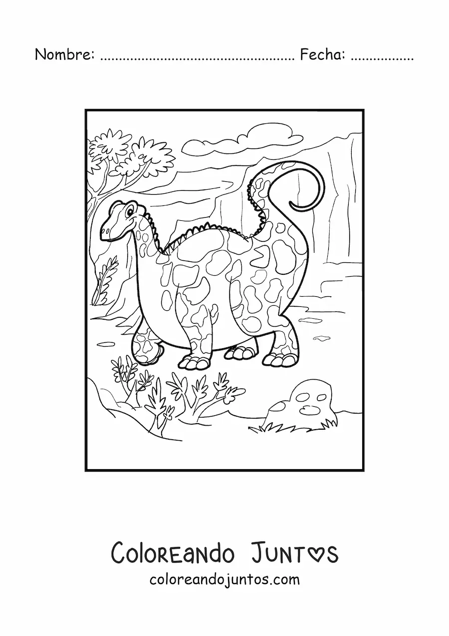 Imagen para colorear de dinosaurio terrestre gigante