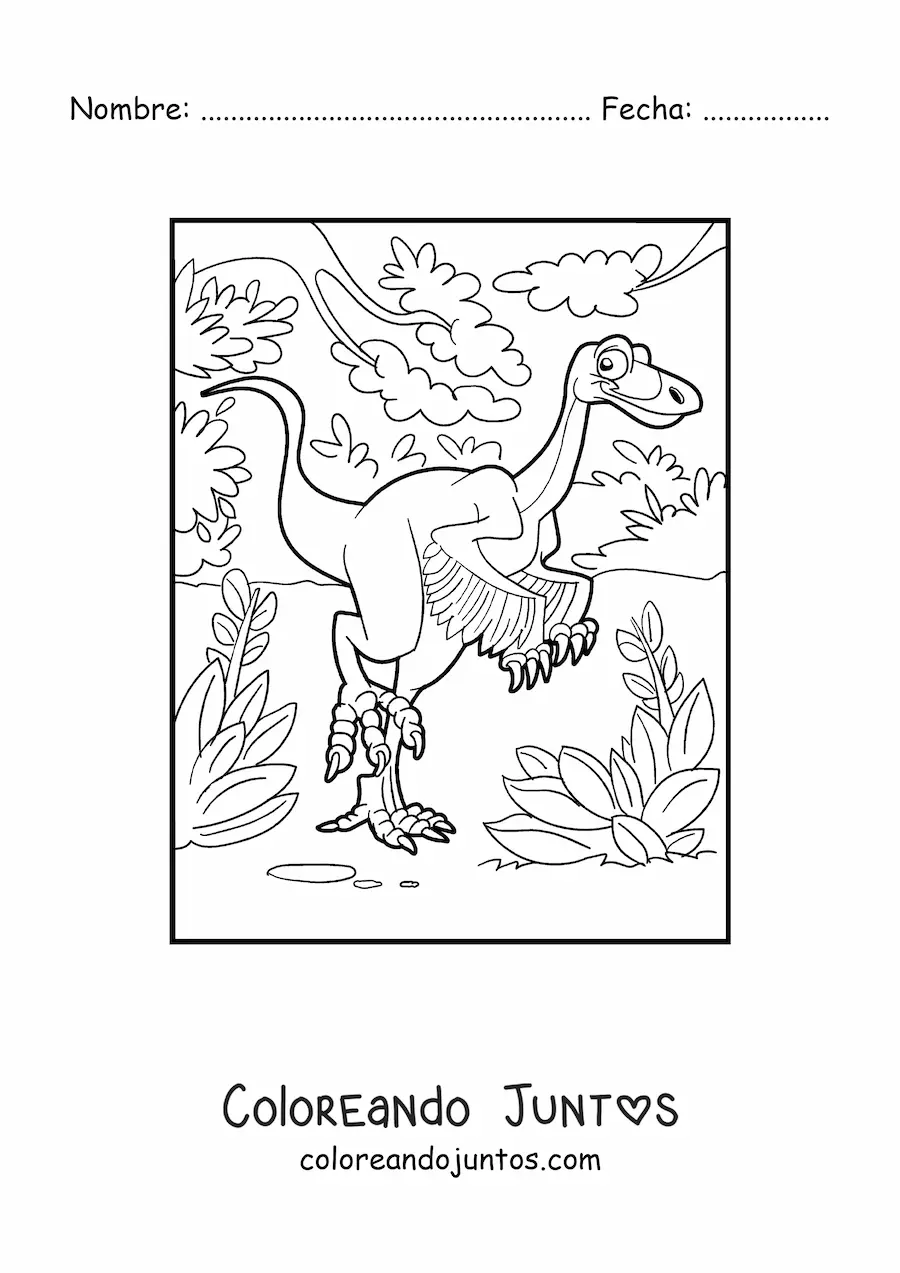 Imagen para colorear de dinosaurio terrestre con alas