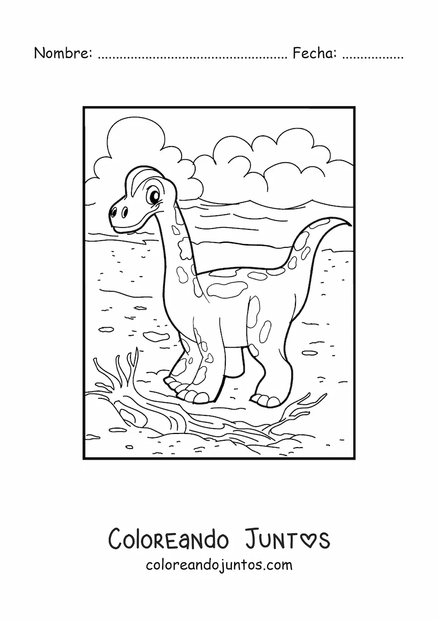 Imagen para colorear de dinosaurio terrestre bebé bonito