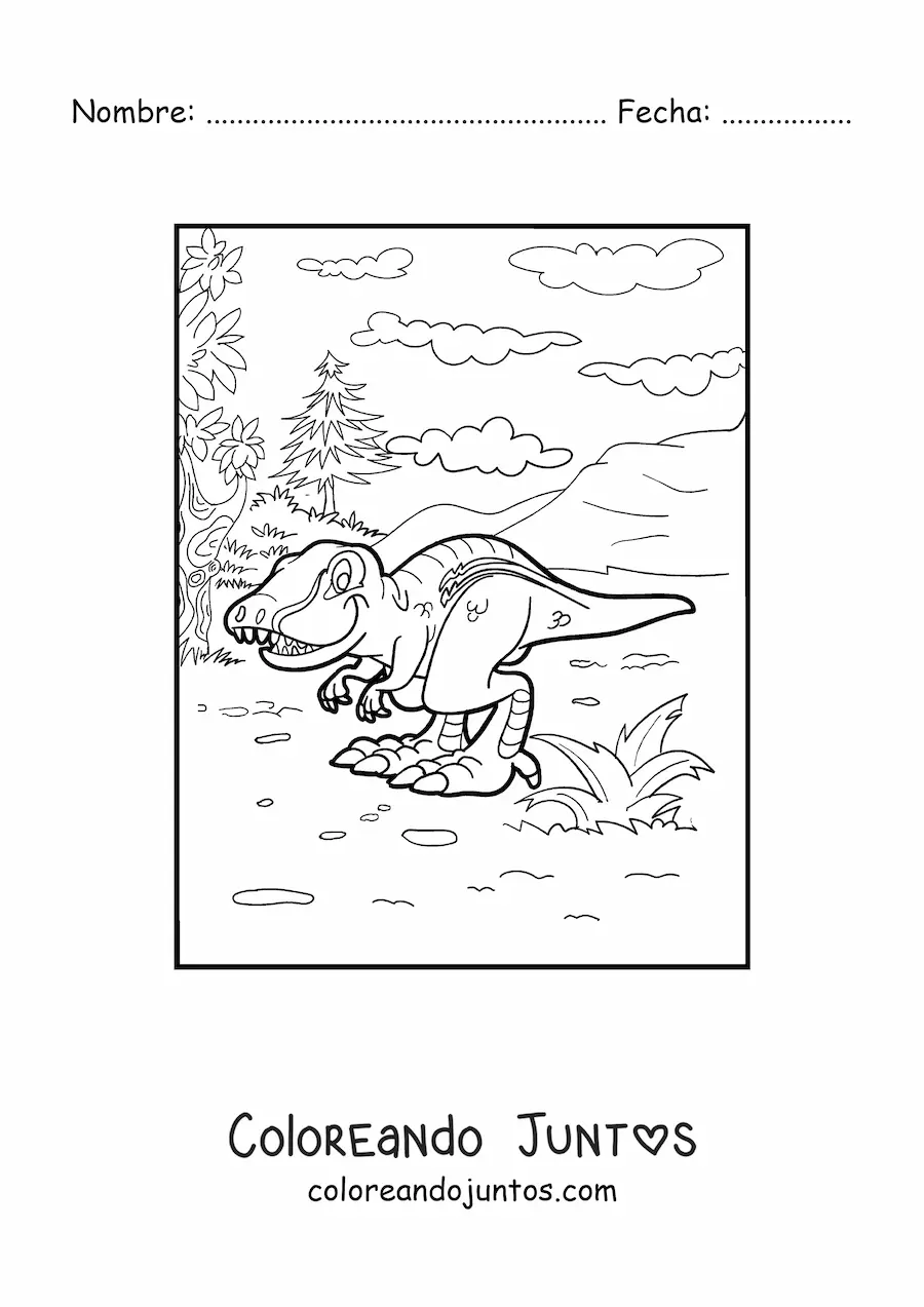 Imagen para colorear de dinosaurio terrestre con patas grandes