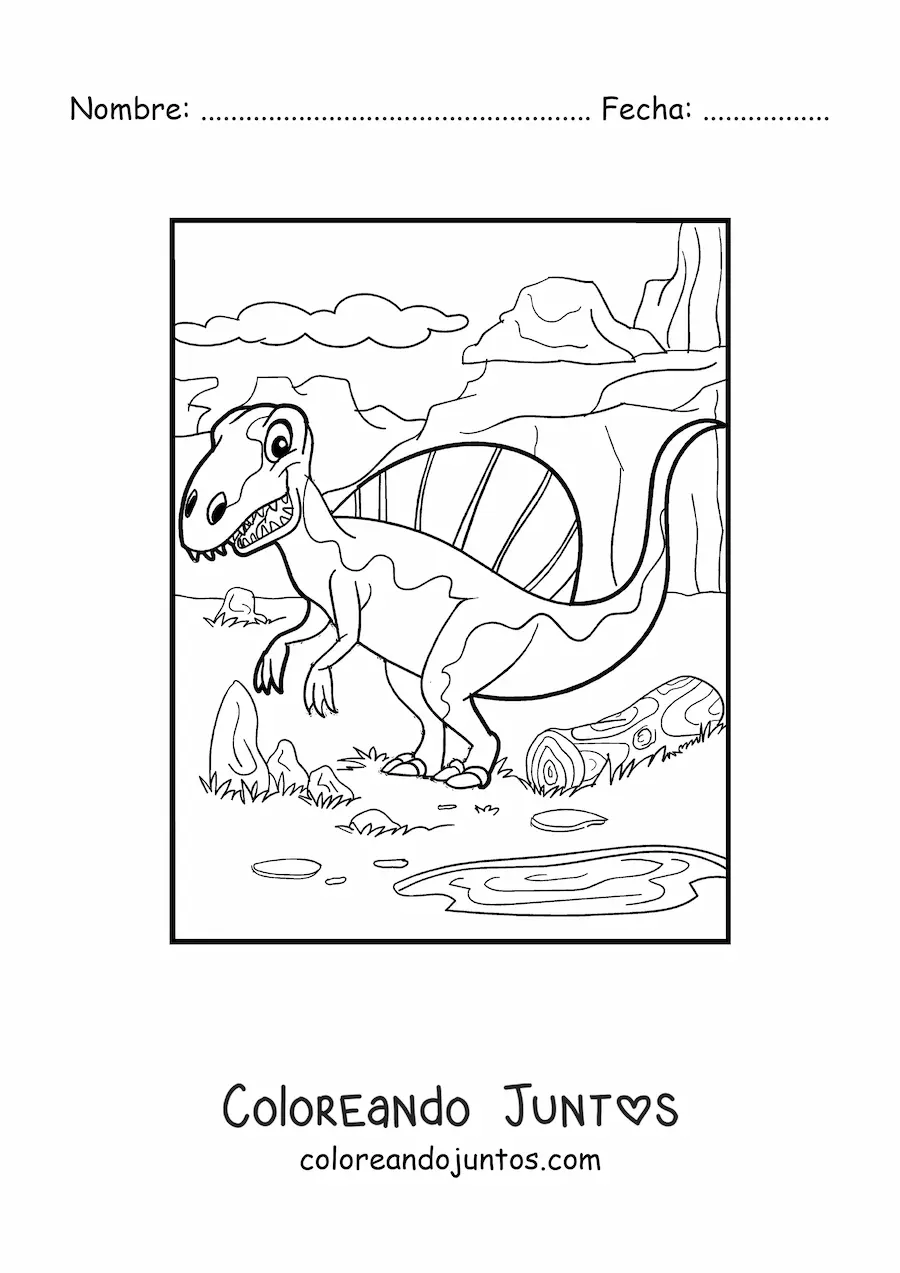 Imagen para colorear de dinosaurio terrestre carnívoro de tamaño real