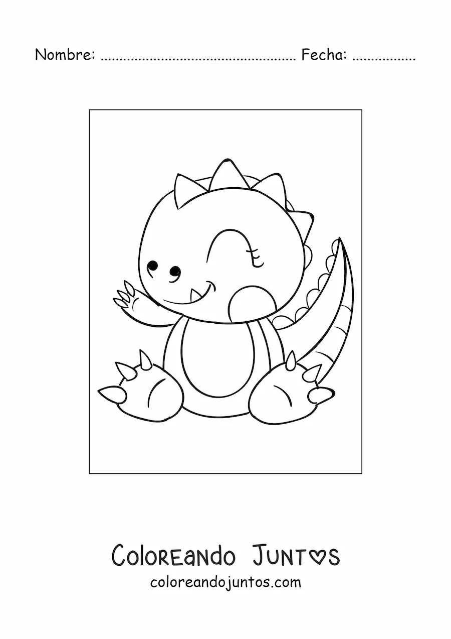 Imagen para colorear de dinosaurio bebé tierno sentado