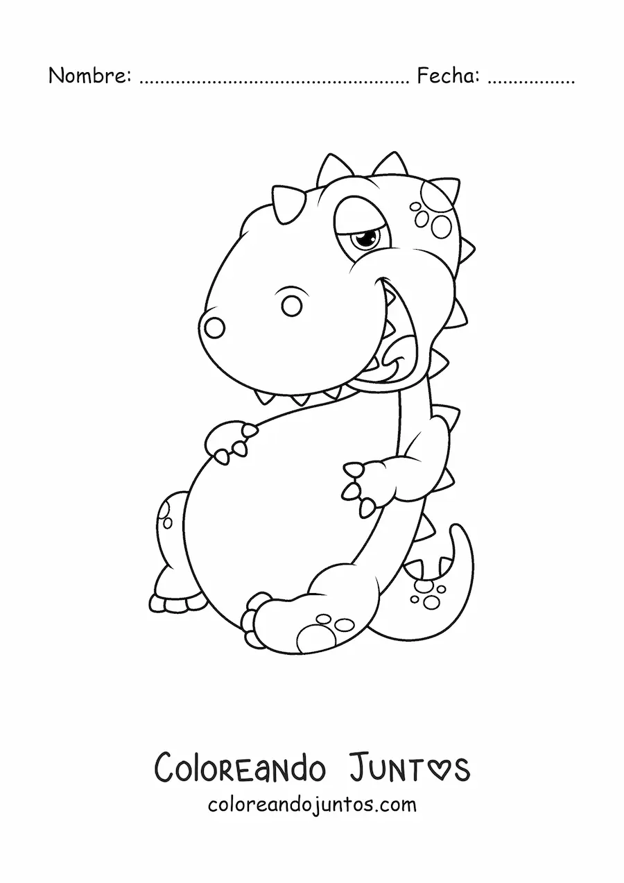 Imagen para colorear de caricatura de un dinosaurio bebé