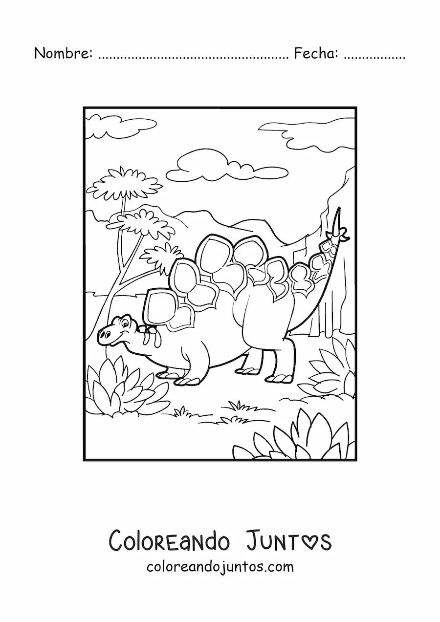Imagen para colorear de dinosaurio herbívoro del jurásico