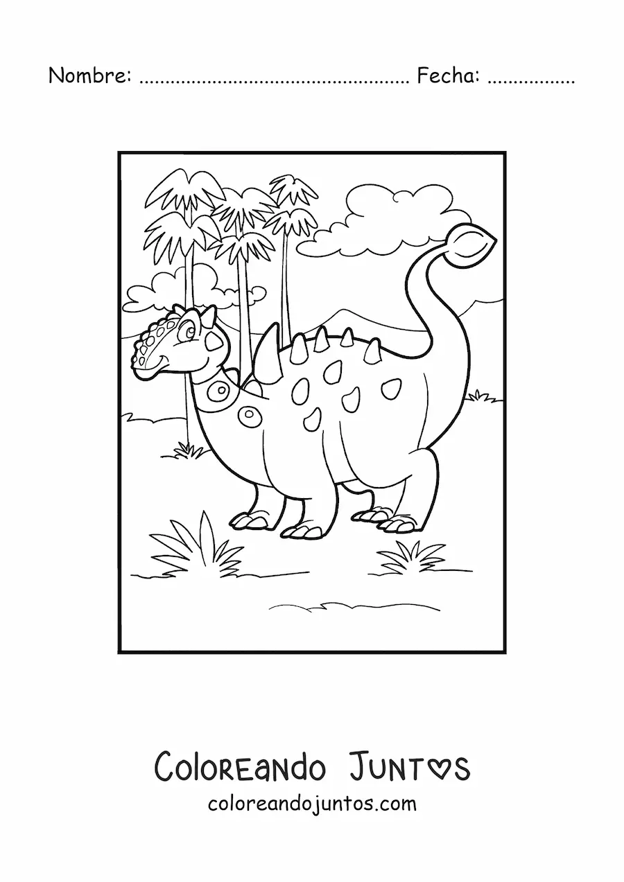 Imagen para colorear de euoplocephalus herbívoro animado