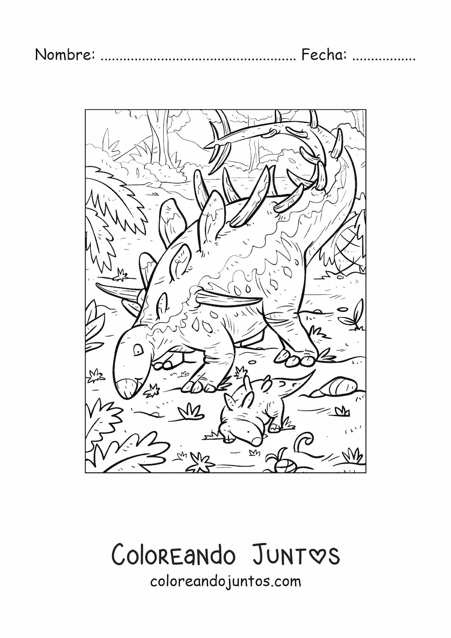 Imagen para colorear de kentrosaurio herbívoro animado