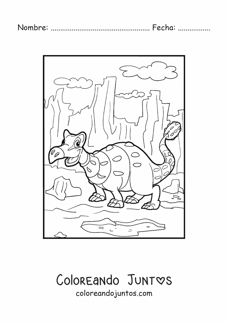Imagen para colorear de anquilosaurio herbívoro animado