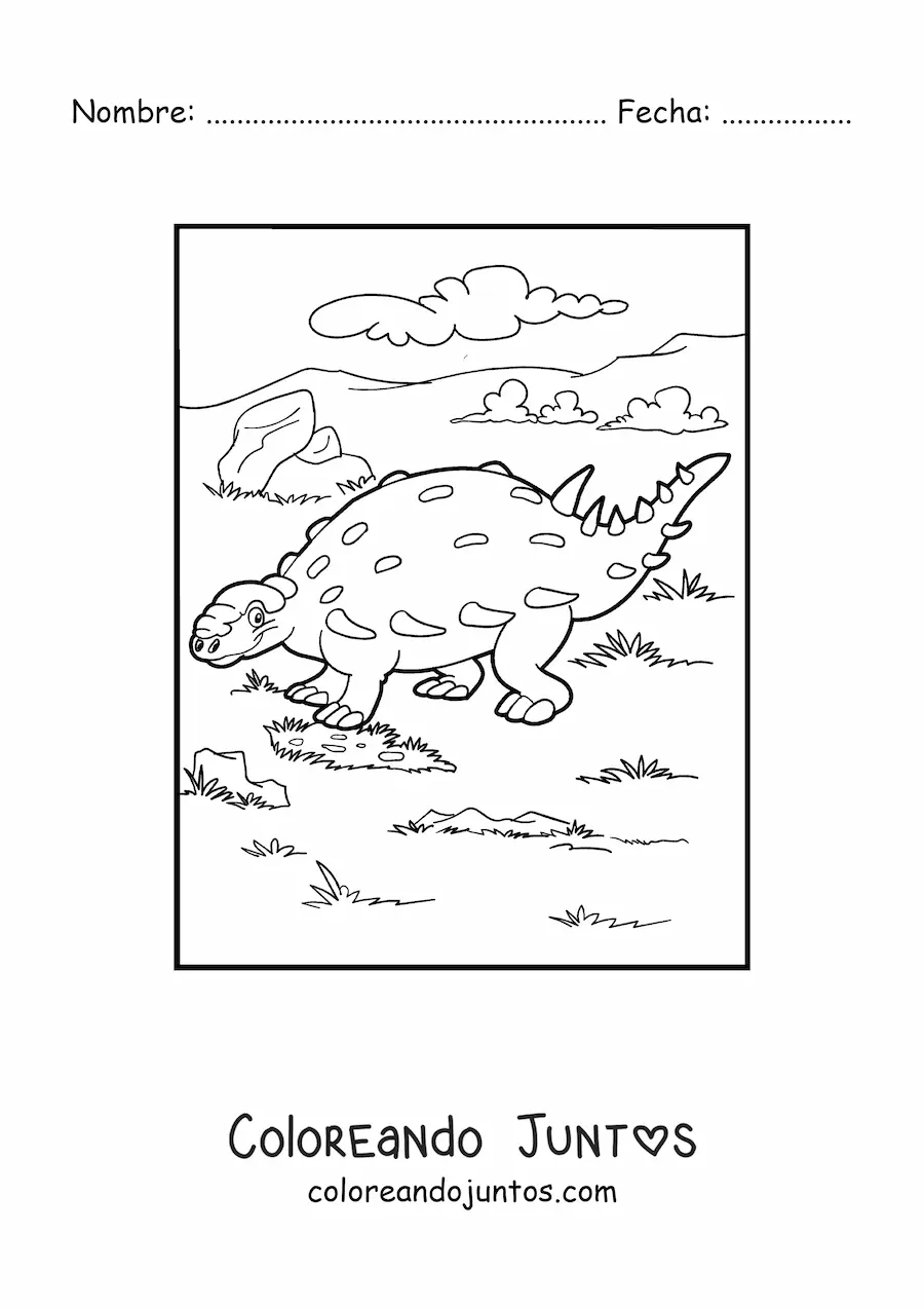 Imagen para colorear de dinosaurio gastonia herbívoro animado