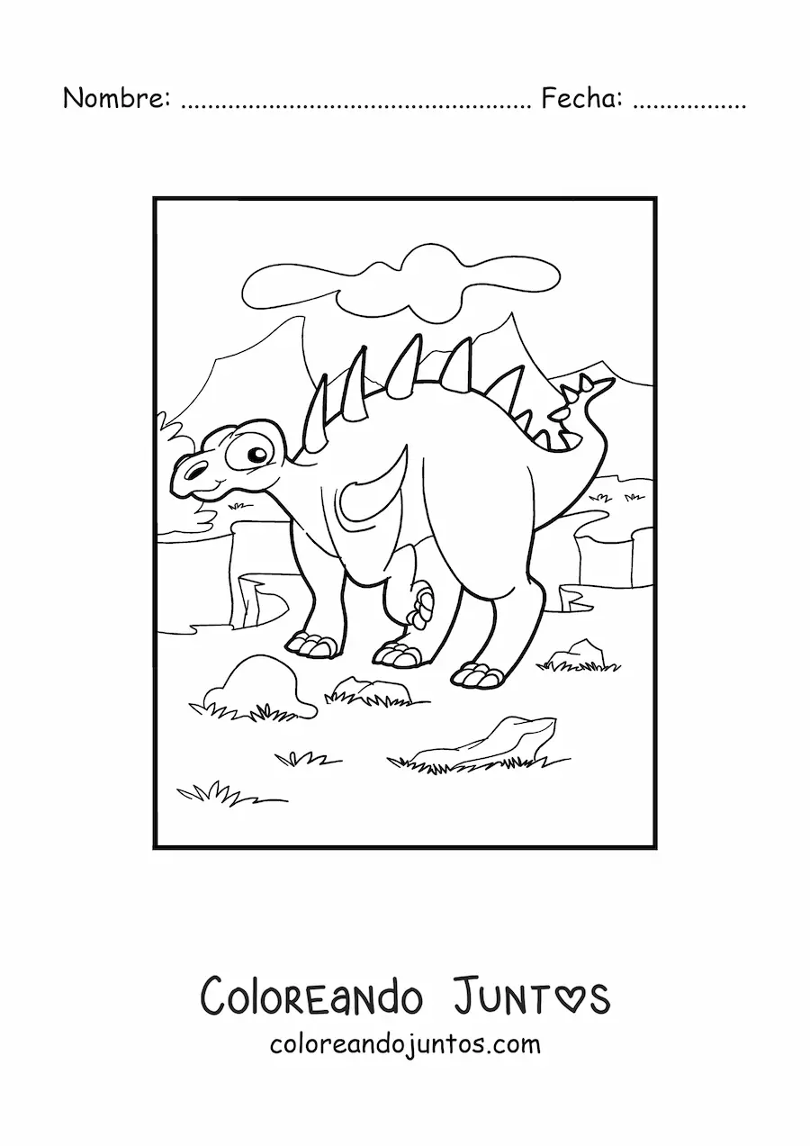 Imagen para colorear de dinosaurio paranthodon herbívoro animado