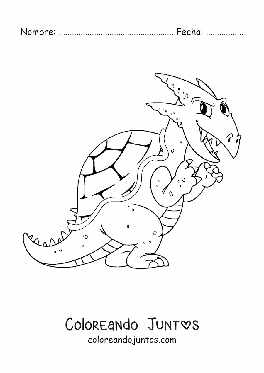 Imagen para colorear de caricatura de un dinosaurio herbívoro