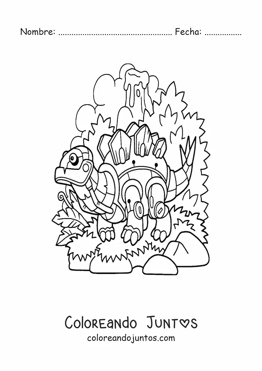 Imagen para colorear de dinosaurio herbívoro robot