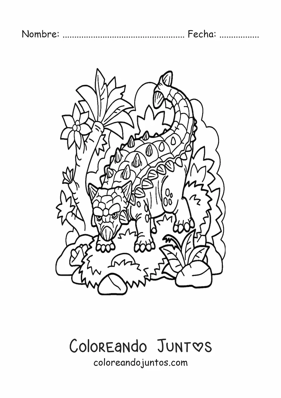Imagen para colorear de dinosaurio herbívoro peligroso