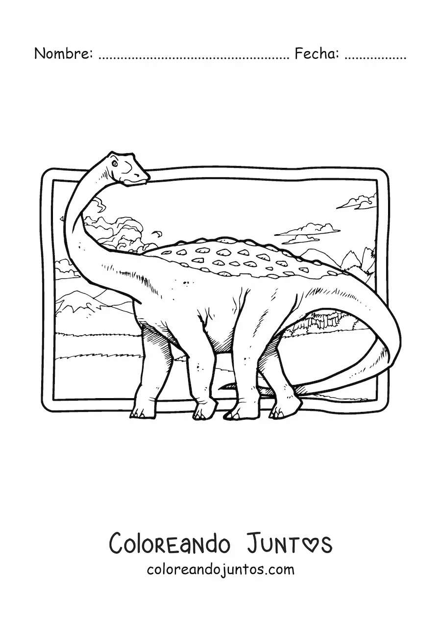 Imagen para colorear de dinosaurio de cuello largo realista