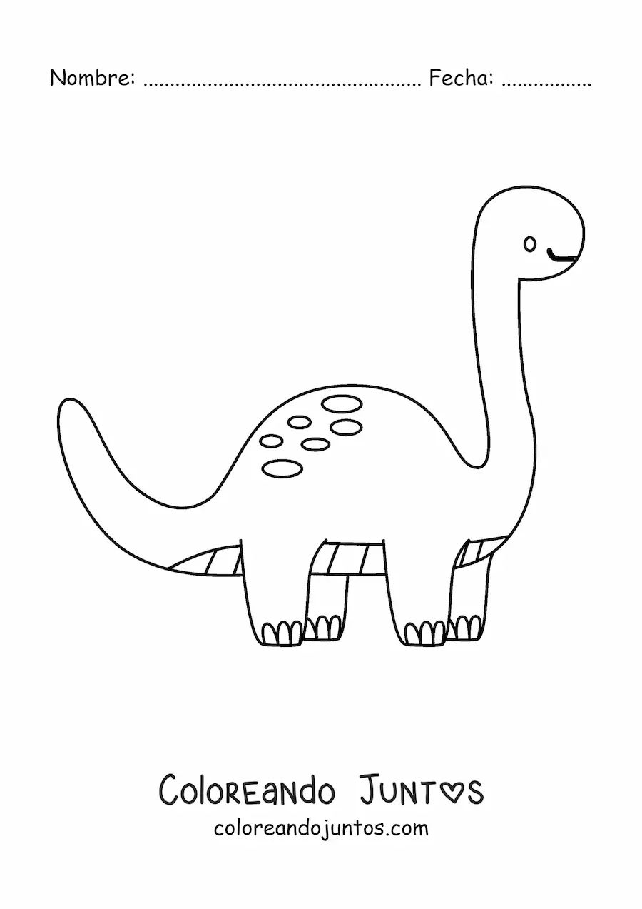 Imagen para colorear de dinosaurio de cuello largo animado