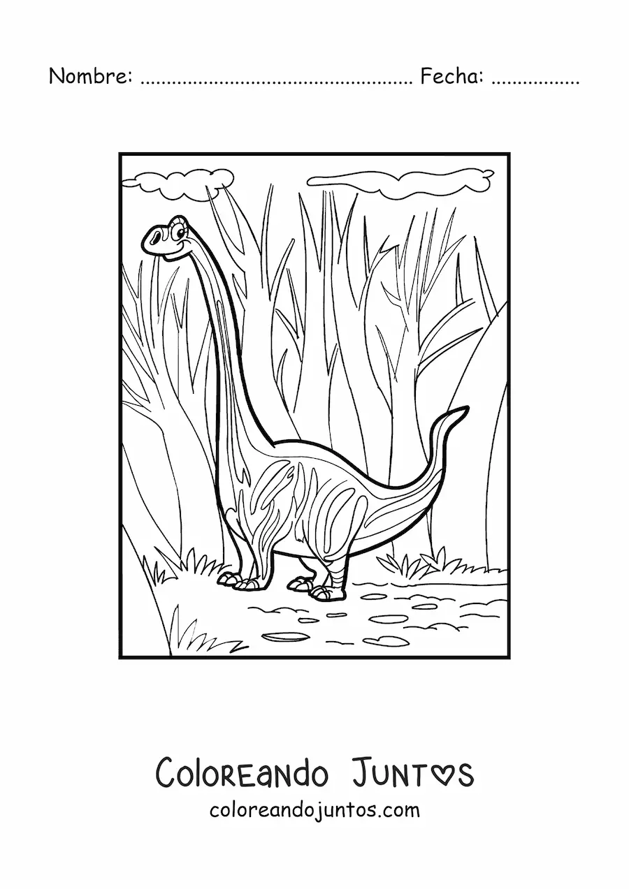 Imagen para colorear de altura de un dinosaurio de cuello largo