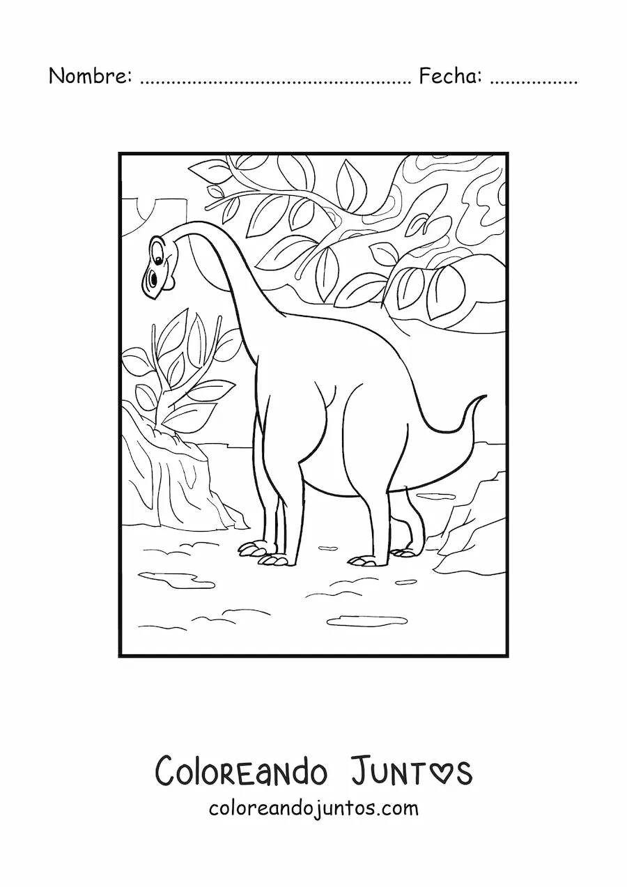 Imagen para colorear de dinosaurio de cuello largo gigante