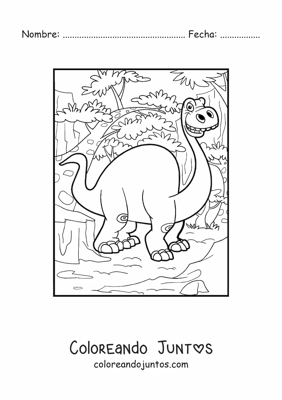 Imagen para colorear de dinosaurio de cuello largo muy grande