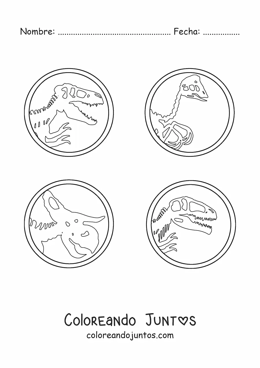 Imagen para colorear de fósiles de dinosaurios