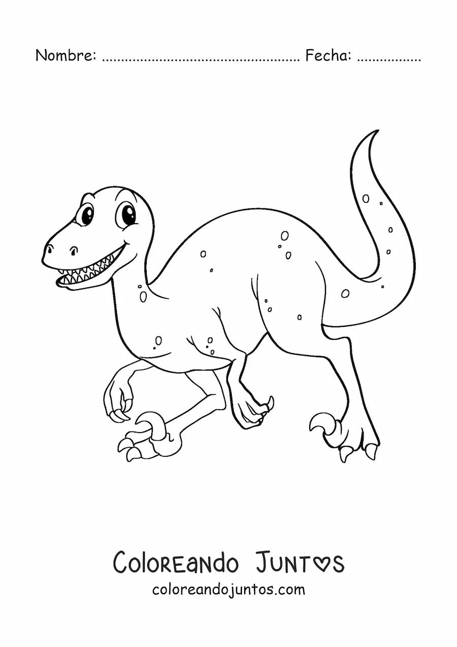 Imagen para colorear de velociraptor animado