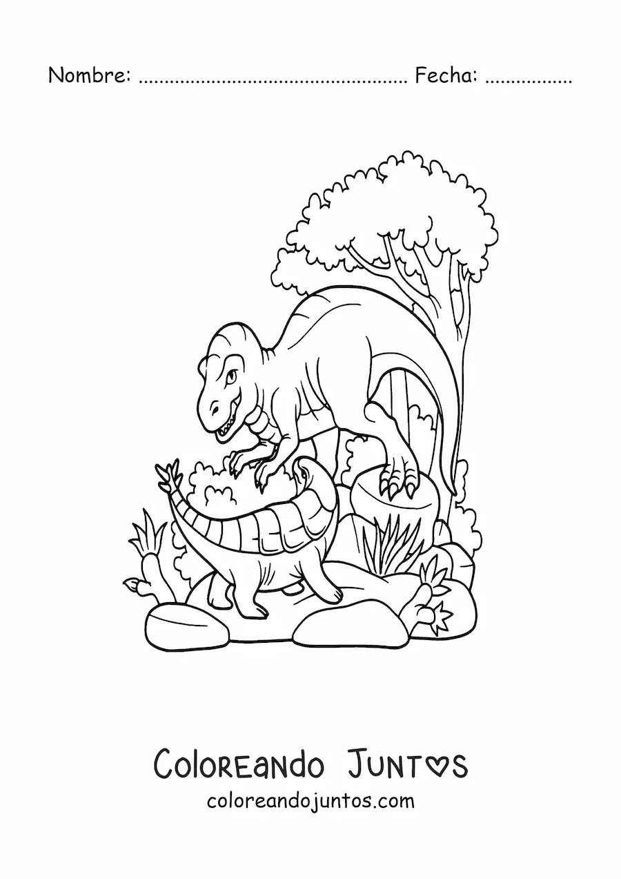Imagen para colorear de dinosaurio carnívoro vs herbívoro