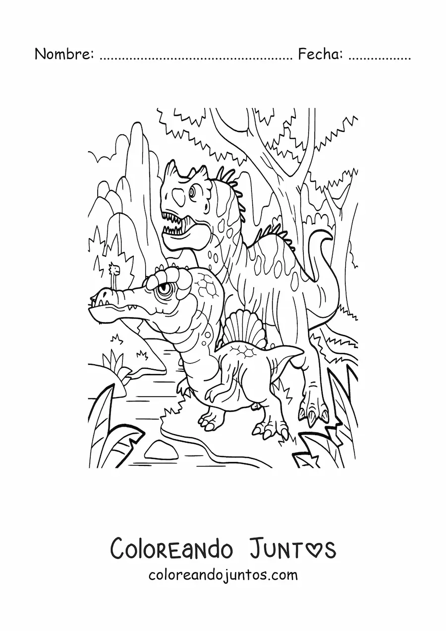 Imagen para colorear de dinosaurios carnívoros peligrosos