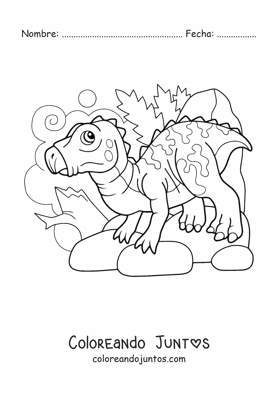 Imagen para colorear de dinosaurio carnívoro bípedo bebé