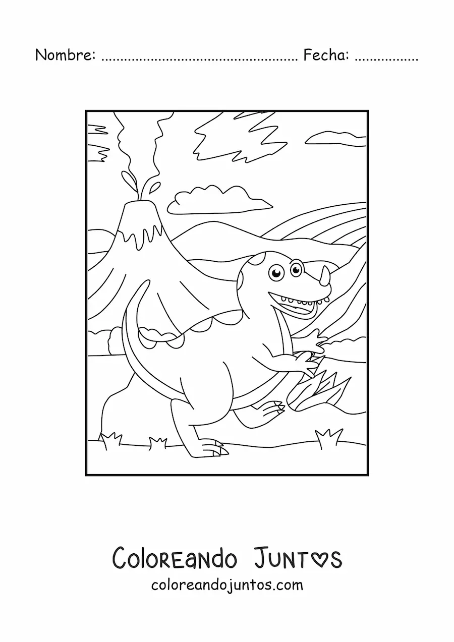 Imagen para colorear de dinosaurio carnívoro terrestre animado