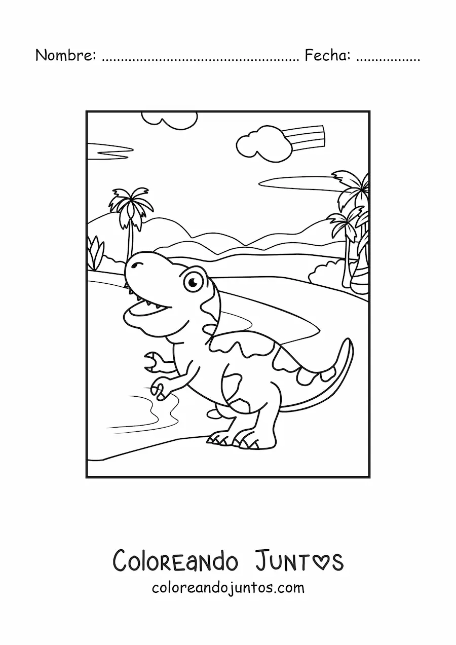 Imagen para colorear de dinosaurio carnívoro bebé pequeño