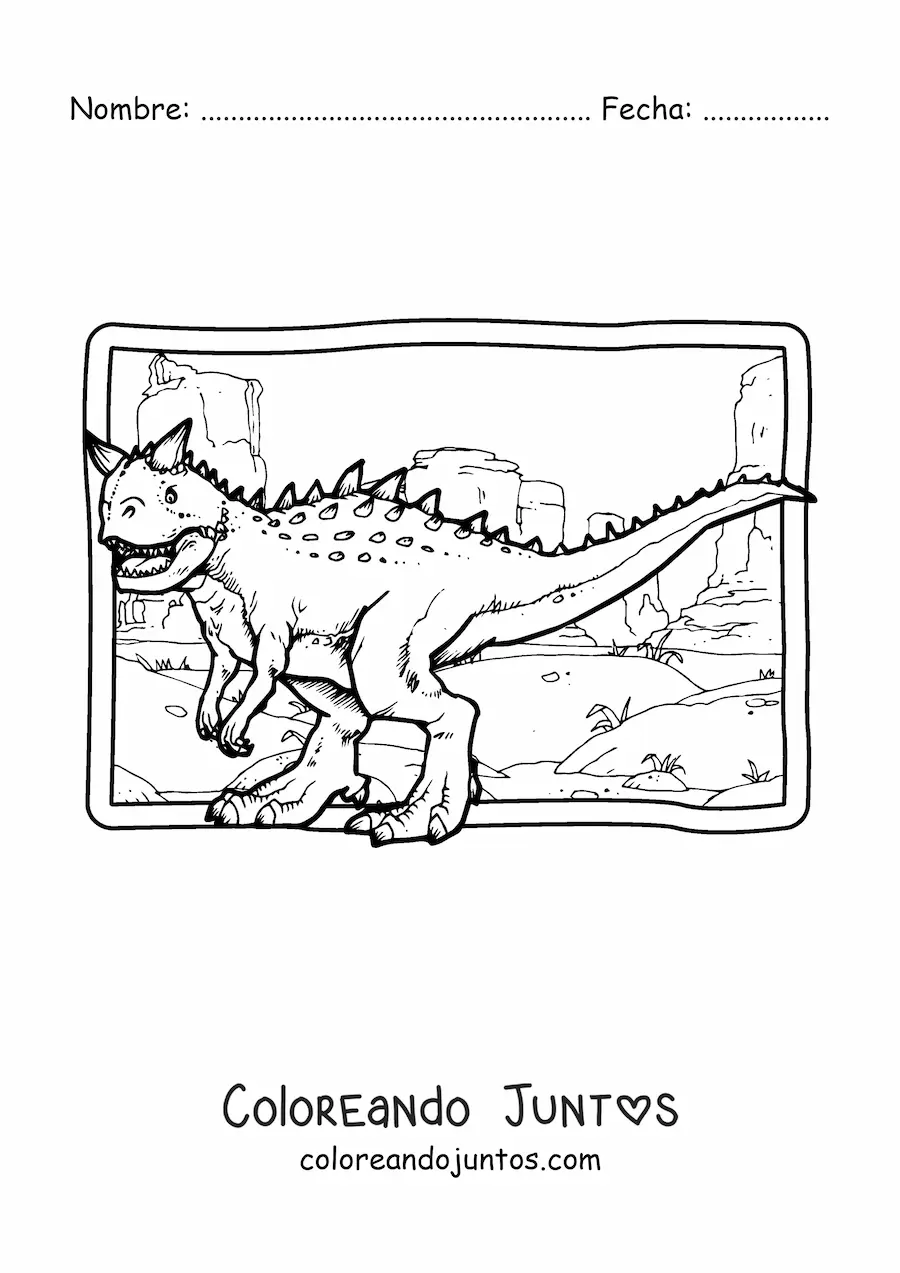 Imagen para colorear de carnotaurus carnívoro realista